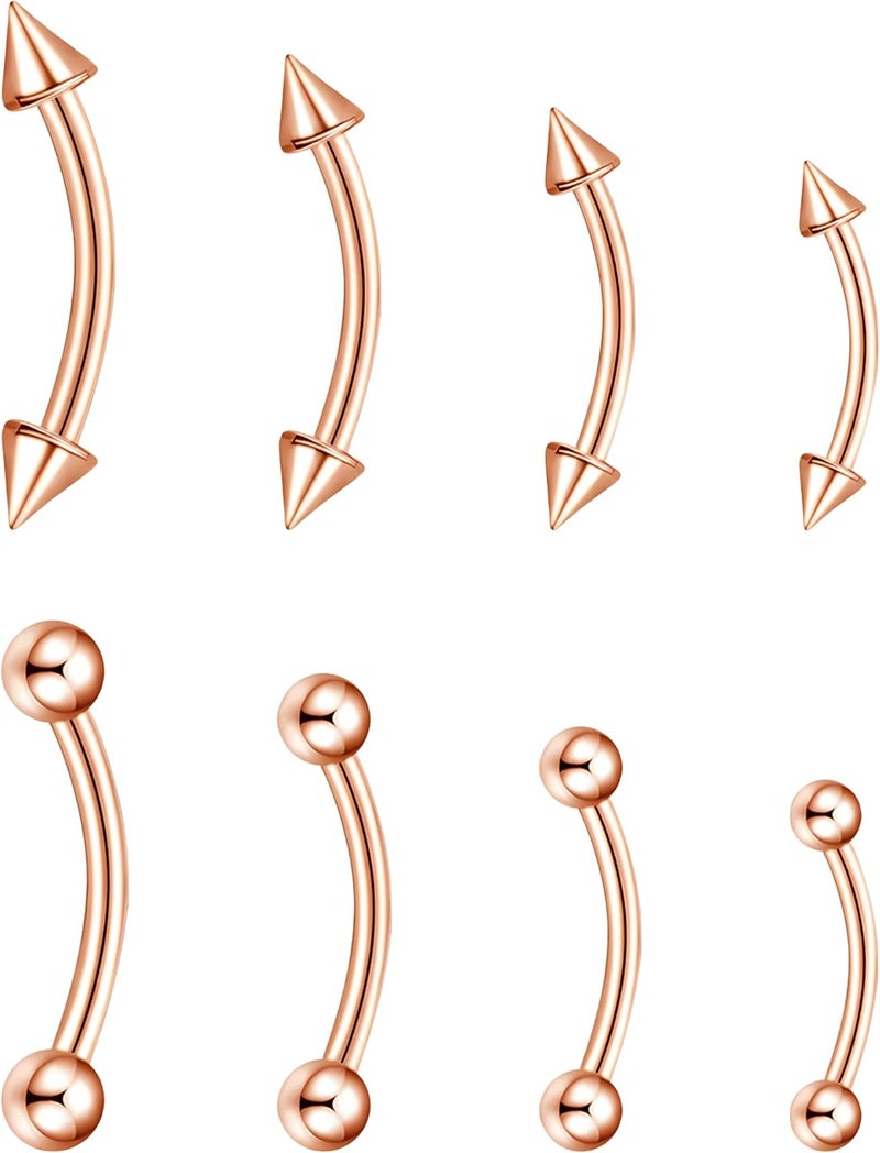 BLISI G23 Solid Titanium Eyebrow Piercing Jewelry, Gokd Black Rose Gold Silver Pink Rainbow Eyebrow Rings 16G Curved Barbell,Tiny Vertical Labret Lip Jewelry Rook Piercing Jewelry for Women and Men - Image 1